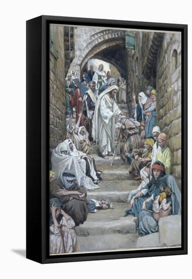 In the Villages the Sick Were Brought Unto Him, Illustration for 'The Life of Christ', C.1886-94-James Tissot-Framed Stretched Canvas