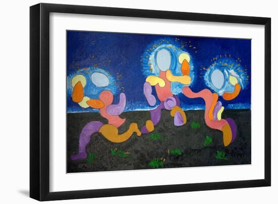 In the Warm Nights of June,The Troglodytes Celebrate Fire, 2009-Jan Groneberg-Framed Giclee Print