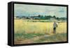 In the Wheat Fields at Gennervilliers-Berthe Morisot-Framed Stretched Canvas