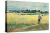 In the Wheat Fields at Gennervilliers-Berthe Morisot-Stretched Canvas