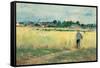 In the Wheat Fields at Gennervilliers-Berthe Morisot-Framed Stretched Canvas