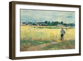 In the Wheat Fields at Gennervilliers-Berthe Morisot-Framed Giclee Print