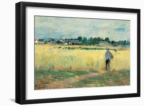 In the Wheat Fields at Gennervilliers-Berthe Morisot-Framed Giclee Print