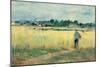 In the Wheat Fields at Gennervilliers-Berthe Morisot-Mounted Giclee Print