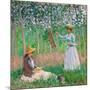 In the Woods at Giverny: Blanche Hoschedé at Her Easel with Suzanne Hoschedé Reading, 1887-Claude Monet-Mounted Giclee Print