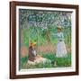 In the Woods at Giverny: Blanche Hoschedé at Her Easel with Suzanne Hoschedé Reading, 1887-Claude Monet-Framed Giclee Print