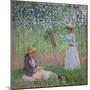 In the Woods at Giverny: Blanche Hoschede at Her Easel with Suzanne Hoschede Reading, 1887-Claude Monet-Mounted Giclee Print