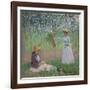 In the Woods at Giverny: Blanche Hoschede at Her Easel with Suzanne Hoschede Reading, 1887-Claude Monet-Framed Giclee Print