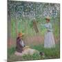 In the Woods at Giverny: Blanche Hoschede at Her Easel with Suzanne Hoschede Reading, 1887-Claude Monet-Mounted Giclee Print