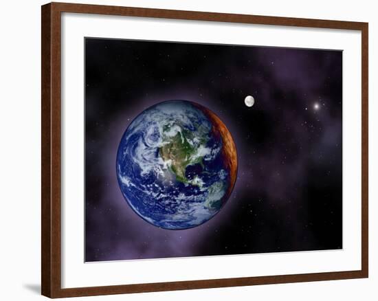 In This Artist's Visualization, the Earth is Shown at the Outer Edges of the Known Solar System-Stocktrek Images-Framed Photographic Print