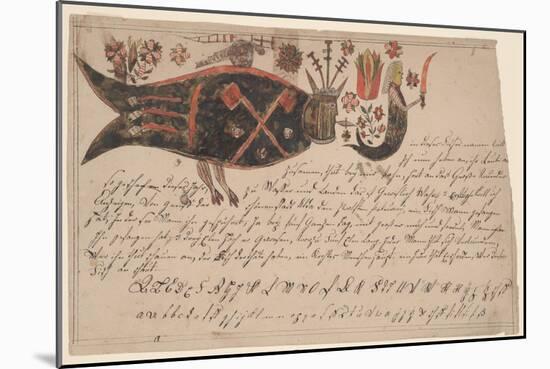 In This Fish’S Name (In Dieses Fisches Namen), Fraktur Painting, C.1820-40-null-Mounted Giclee Print