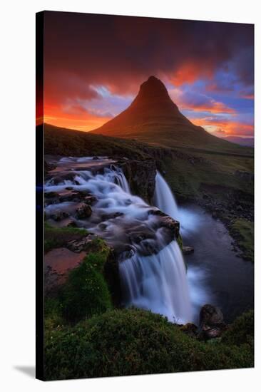 In This Moment, Kirkjufell Midnight Sun, Snæfellsnes Peninsula, Iceland-Vincent James-Stretched Canvas