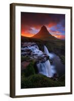 In This Moment, Kirkjufell Midnight Sun, Snæfellsnes Peninsula, Iceland-Vincent James-Framed Photographic Print