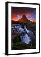 In This Moment, Kirkjufell Midnight Sun, Snæfellsnes Peninsula, Iceland-Vincent James-Framed Photographic Print