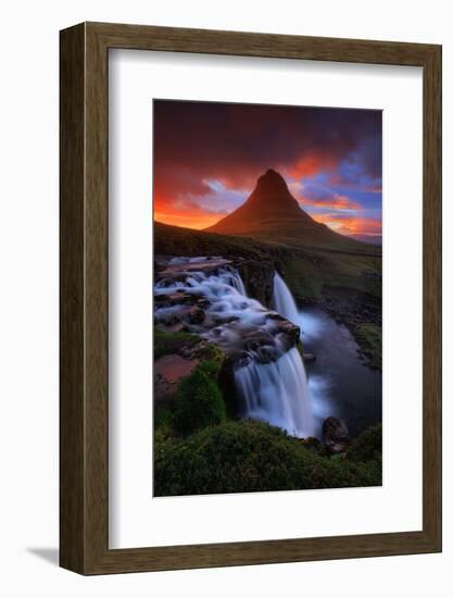 In This Moment, Kirkjufell Midnight Sun, Snæfellsnes Peninsula, Iceland-Vincent James-Framed Photographic Print