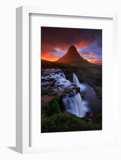 In This Moment, Kirkjufell Midnight Sun, Snæfellsnes Peninsula, Iceland-Vincent James-Framed Photographic Print