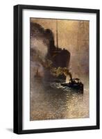 In Tow on the Thames in the Fog-Emile Claus-Framed Giclee Print