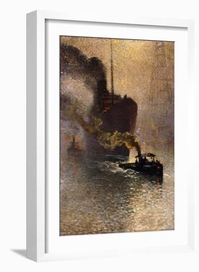 In Tow on the Thames in the Fog-Emile Claus-Framed Giclee Print