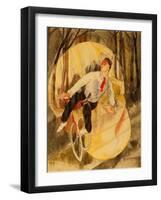 In Vaudeville: Bicycle Rider (W/C & Pencil on White Paper)-Charles Demuth-Framed Giclee Print