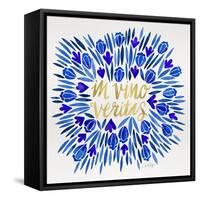 In Vino Veritas - Navy and Gold Palette-Cat Coquillette-Framed Stretched Canvas