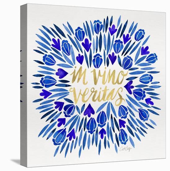 In Vino Veritas - Navy and Gold Palette-Cat Coquillette-Stretched Canvas