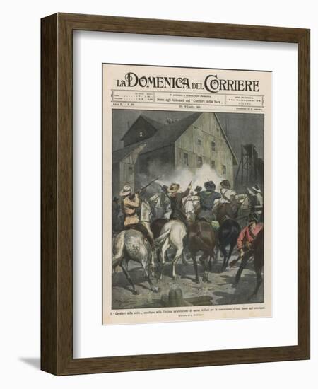 In Virginia USA Vigilantes Attack Italian Workers-Achille Beltrame-Framed Art Print