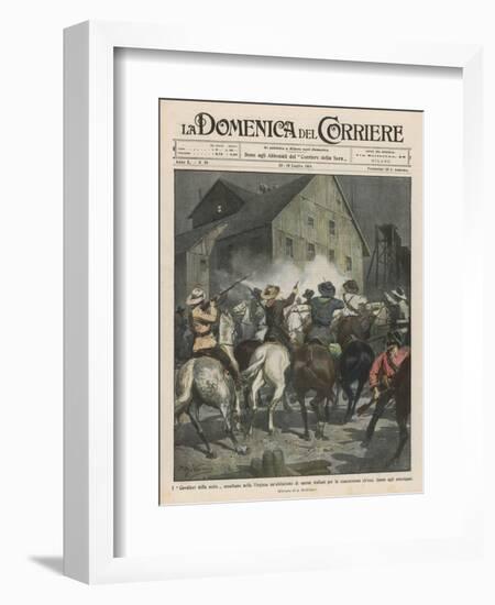 In Virginia USA Vigilantes Attack Italian Workers-Achille Beltrame-Framed Art Print