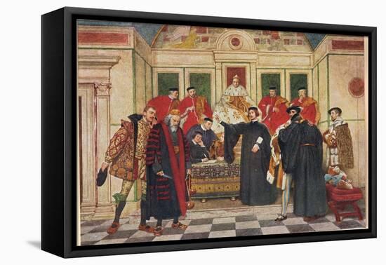 'In Which Predicament, I Say Thou Standst', Illustration from 'The Merchant of Venice', c.1910-Sir James Dromgole Linton-Framed Stretched Canvas