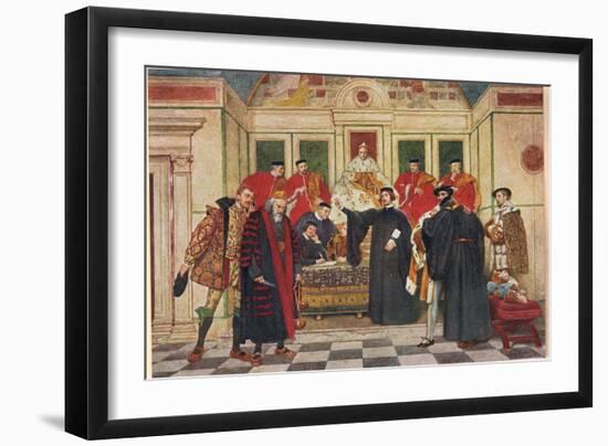 'In Which Predicament, I Say Thou Standst', Illustration from 'The Merchant of Venice', c.1910-Sir James Dromgole Linton-Framed Giclee Print