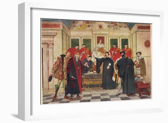 'In Which Predicament, I Say Thou Standst', Illustration from 'The Merchant of Venice', c.1910-Sir James Dromgole Linton-Framed Giclee Print