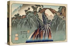 Inagawa Bridge at Nojiri (Nojiri Inagawa Bashi Enkei) Pub. by Hoeido and Kinjudo, Late 1830's-Keisai Eisen-Stretched Canvas