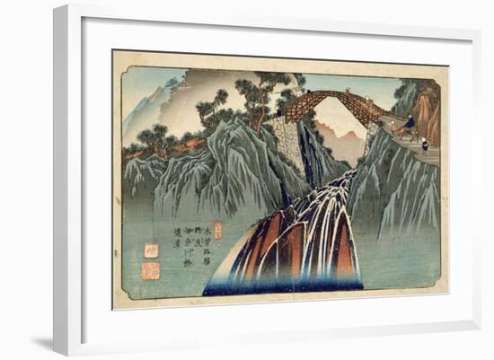 Inagawa Bridge at Nojiri (Nojiri Inagawa Bashi Enkei) Pub. by Hoeido and Kinjudo, Late 1830's-Keisai Eisen-Framed Giclee Print