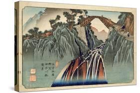 Inagawa Bridge at Nojiri (Nojiri Inagawa Bashi Enkei) Pub. by Hoeido and Kinjudo, Late 1830's-Keisai Eisen-Stretched Canvas