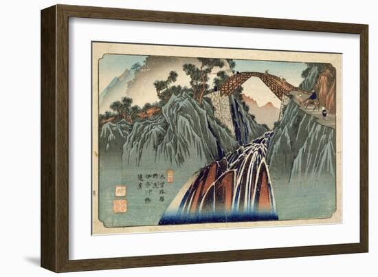 Inagawa Bridge at Nojiri (Nojiri Inagawa Bashi Enkei) Pub. by Hoeido and Kinjudo, Late 1830's-Keisai Eisen-Framed Giclee Print