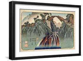 Inagawa Bridge at Nojiri (Nojiri Inagawa Bashi Enkei) Pub. by Hoeido and Kinjudo, Late 1830's-Keisai Eisen-Framed Giclee Print