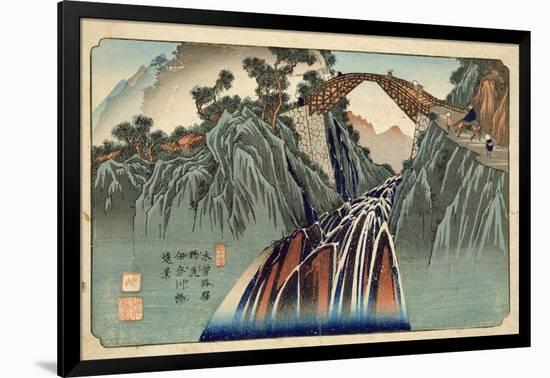 Inagawa Bridge at Nojiri (Nojiri Inagawa Bashi Enkei) Pub. by Hoeido and Kinjudo, Late 1830's-Keisai Eisen-Framed Giclee Print