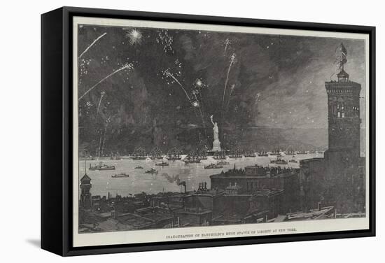 Inauguration of Bartholdi's Huge Statue of Liberty at New York-null-Framed Stretched Canvas