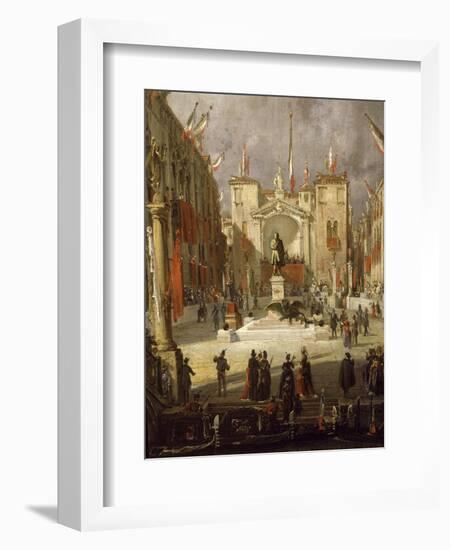 Inauguration of Monument Erected in Venice in Memory of Daniele Manin-Giacomo Favretto-Framed Giclee Print