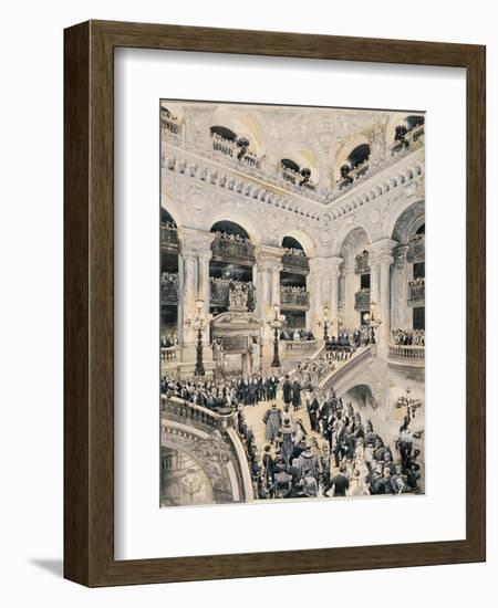 Inauguration of Paris Opera, Entrance of Spectators on Staircase, 1875-null-Framed Giclee Print