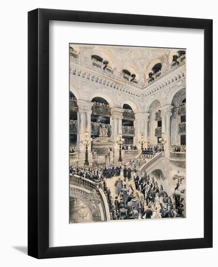 Inauguration of Paris Opera, Entrance of Spectators on Staircase, 1875-null-Framed Giclee Print