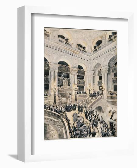 Inauguration of Paris Opera, Entrance of Spectators on Staircase, 1875-null-Framed Giclee Print