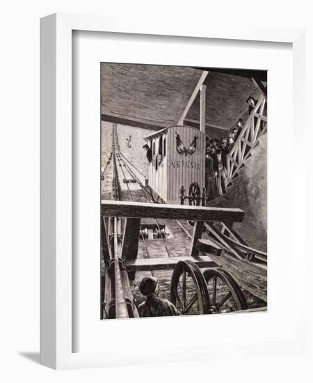 Inauguration of the Funicular Railway at Vesuvius, Naples, 1880-null-Framed Giclee Print