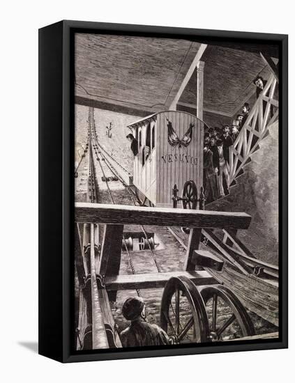 Inauguration of the Funicular Railway at Vesuvius, Naples, 1880-null-Framed Stretched Canvas