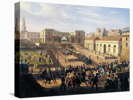 Inauguration of the Naples-Portici Railway, October 3, 1839-Salvatore Fergola-Stretched Canvas