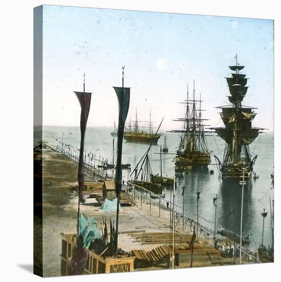 Inauguration of the Suez Canal (Egypt), Entrance of the Port at Port Said-Leon, Levy et Fils-Stretched Canvas