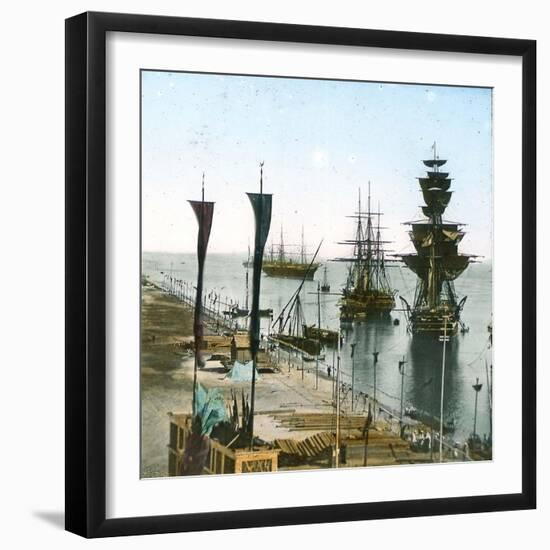 Inauguration of the Suez Canal (Egypt), Entrance of the Port at Port Said-Leon, Levy et Fils-Framed Photographic Print