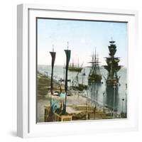 Inauguration of the Suez Canal (Egypt), Entrance of the Port at Port Said-Leon, Levy et Fils-Framed Photographic Print