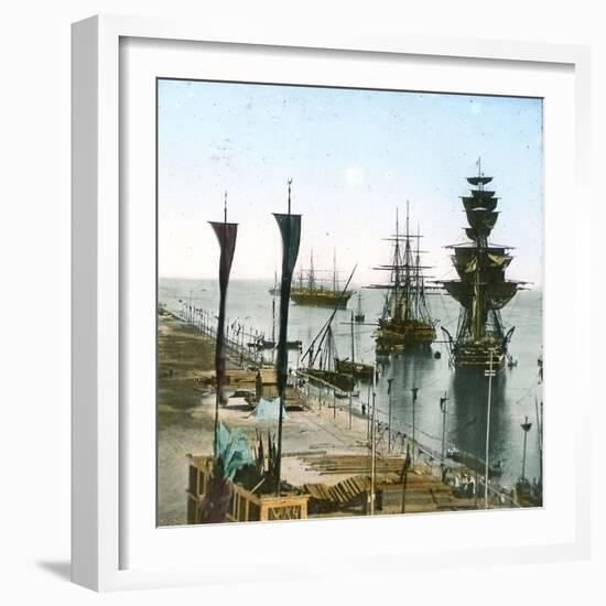 Inauguration of the Suez Canal (Egypt), Entrance of the Port at Port Said-Leon, Levy et Fils-Framed Photographic Print