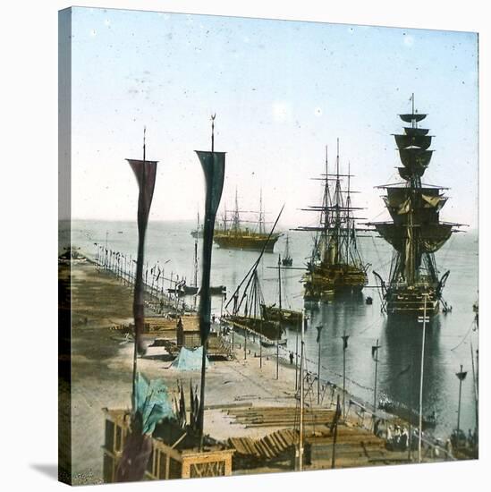 Inauguration of the Suez Canal (Egypt), Entrance of the Port at Port Said-Leon, Levy et Fils-Stretched Canvas