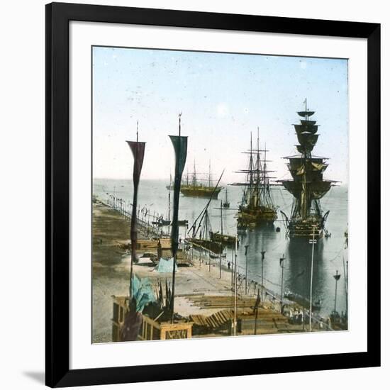 Inauguration of the Suez Canal (Egypt), Entrance of the Port at Port Said-Leon, Levy et Fils-Framed Photographic Print